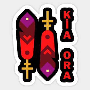 Red Kia Ora and Silver fern Design Sticker